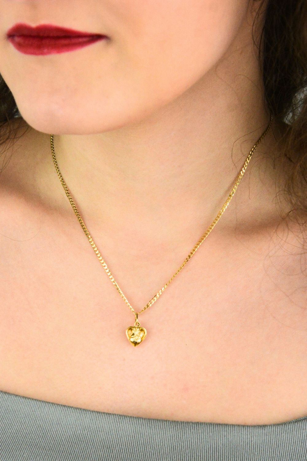 Złota zawieszka dwustronna – Medalik i Serce  Złoto próby 585.jpg